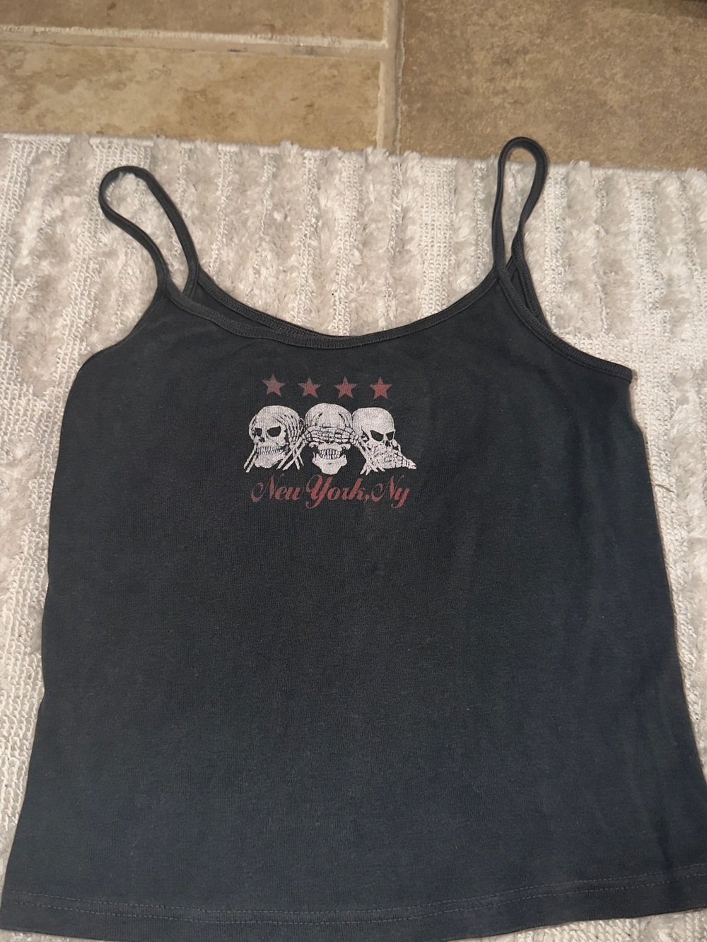 John Galt Black Skull Graphic Cami Tank Top - New York Style